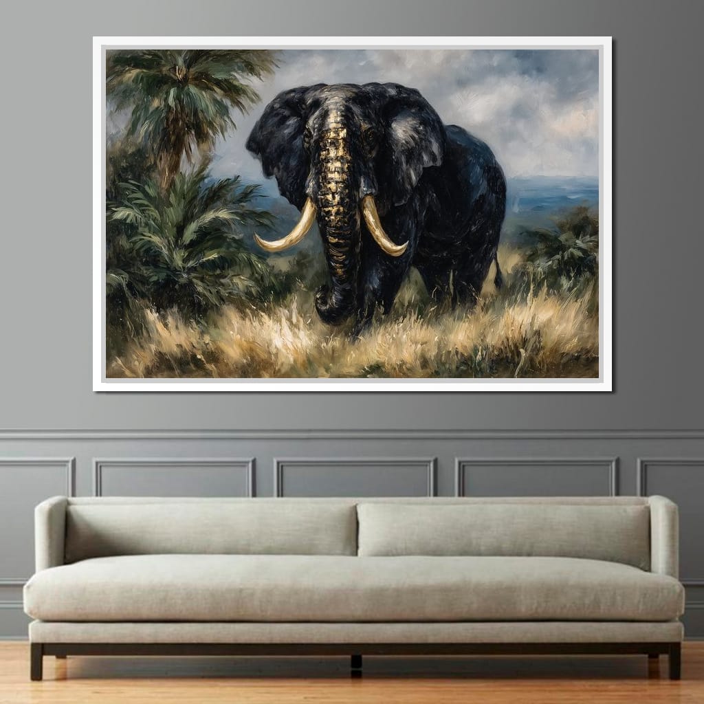 Majestic Elephant Safari Gold Canvas Wall Art