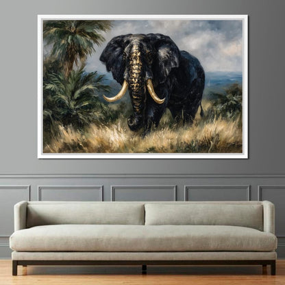 Majestic Elephant Safari Gold Canvas Wall Art