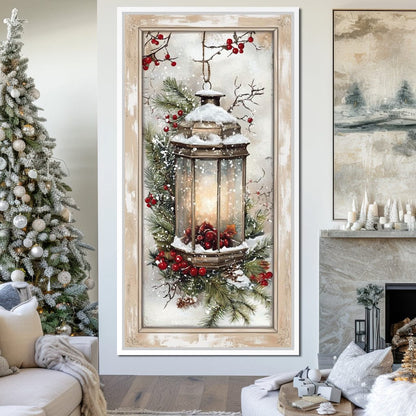 Lantern Glow Winter Enchantment Canvas Wall Art