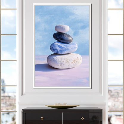 Coastal Stone Balance Zen Canvas Wall Art
