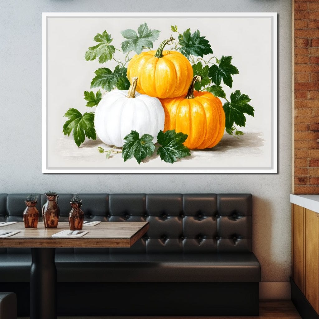 Harvest Pumpkin Trio Botanical Canvas Wall Art