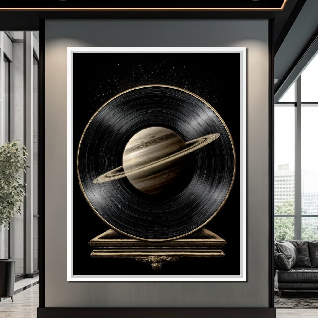 Saturn Vinyl Orbit Night Sky Canvas Wall Art