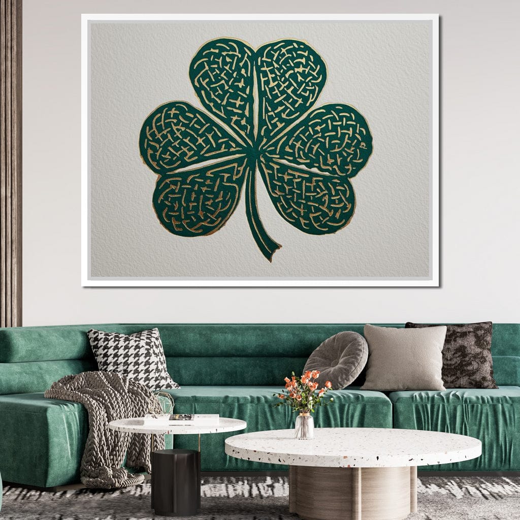 Clover Gold Leaf Charm Canvas Wall Art