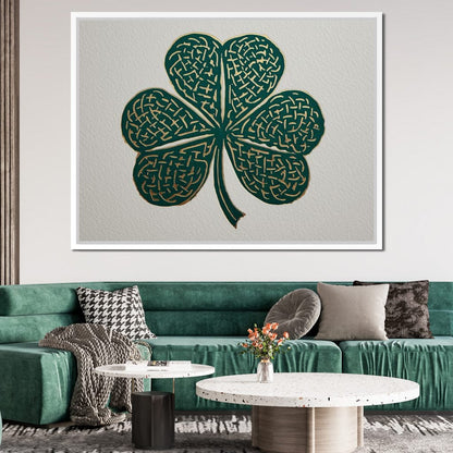 Clover Gold Leaf Charm Canvas Wall Art