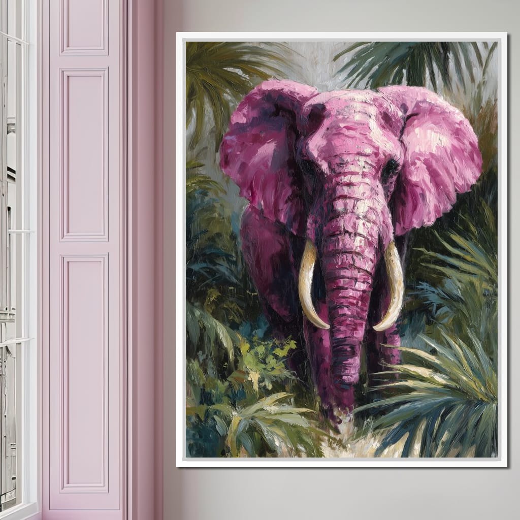 Magenta Elephant Jungle Glory Canvas Wall Art