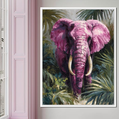 Magenta Elephant Jungle Glory Canvas Wall Art