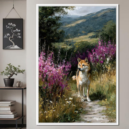 Shiba Meadow Trail Portrait Canvas Wall Art