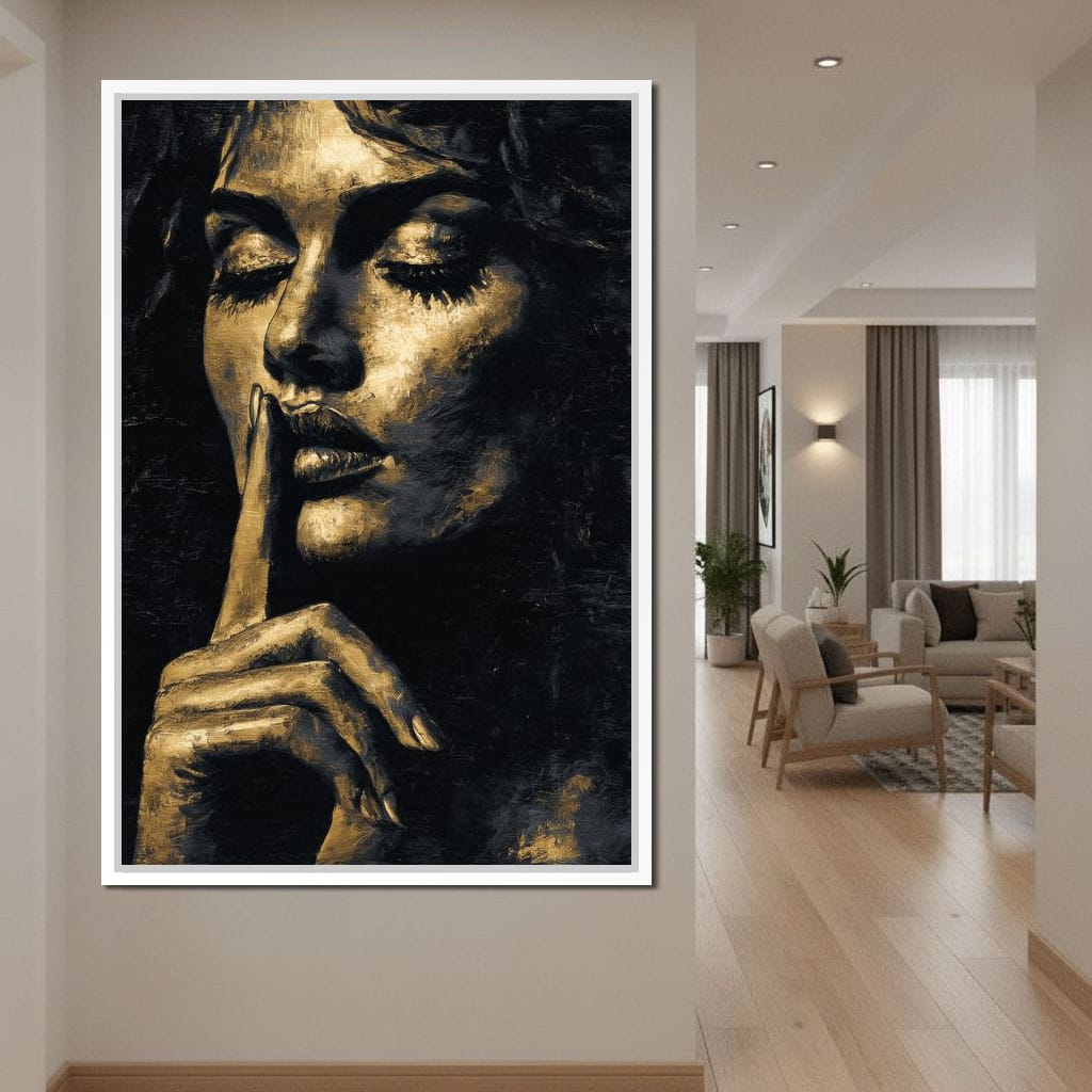 Golden Silence Portrait Muse Canvas Wall Art