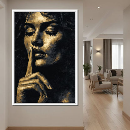 Golden Silence Portrait Muse Canvas Wall Art
