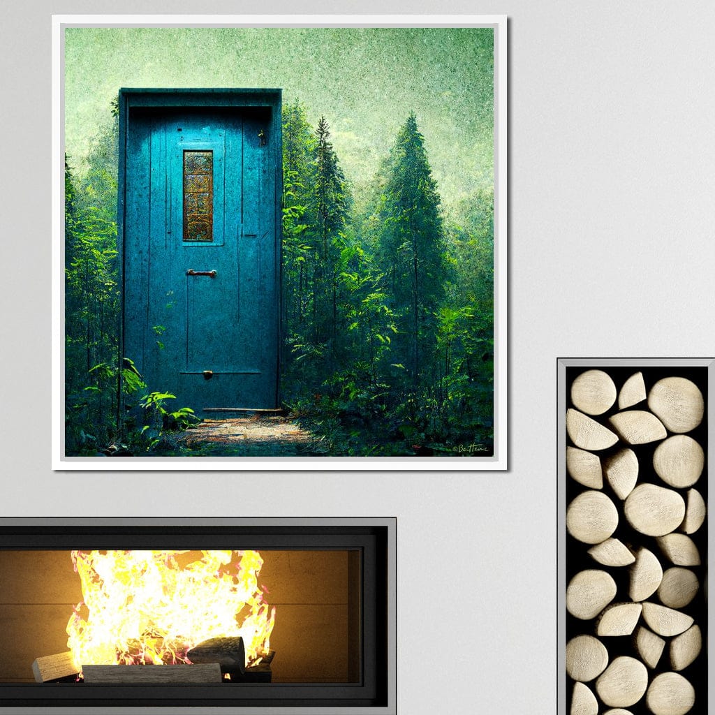 Blue Door in the Green Canvas Wall Art