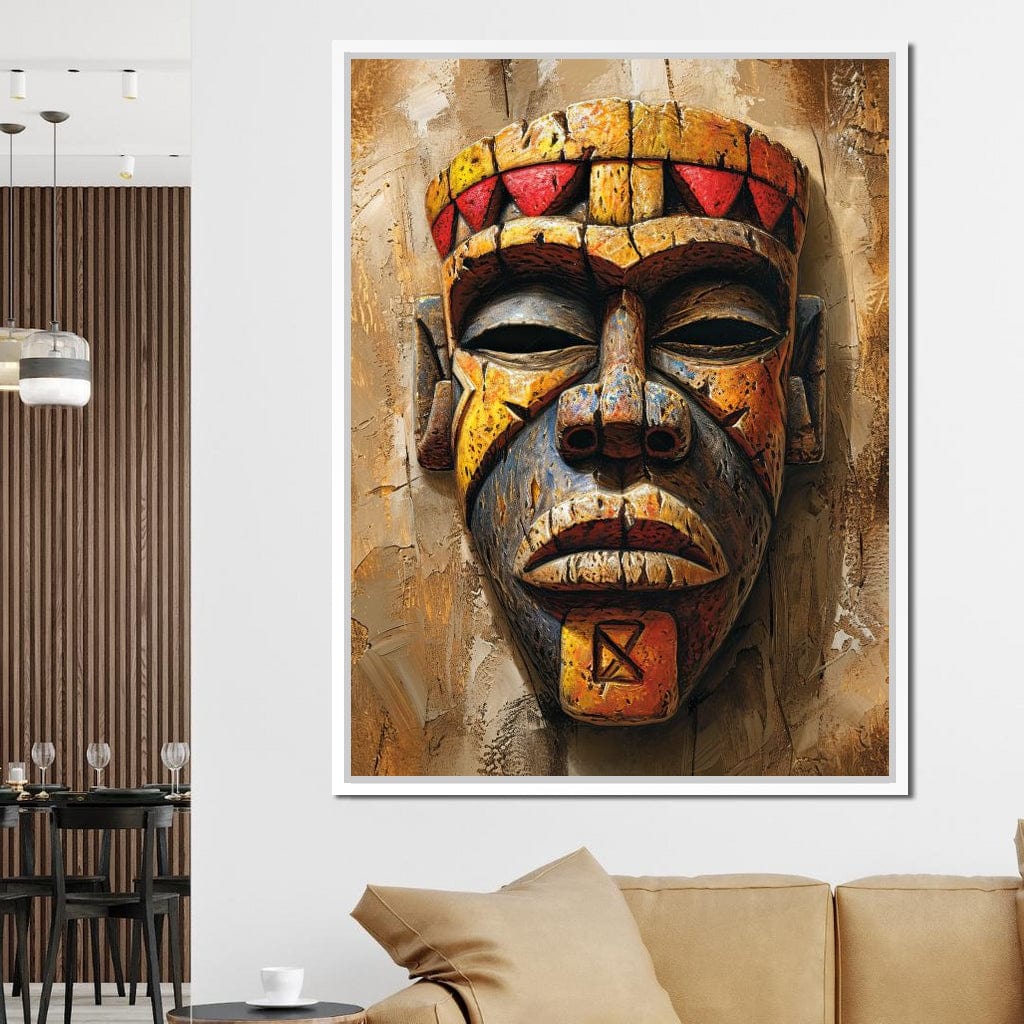 Ancient Tribal Mask Vibrance Canvas Wall Art