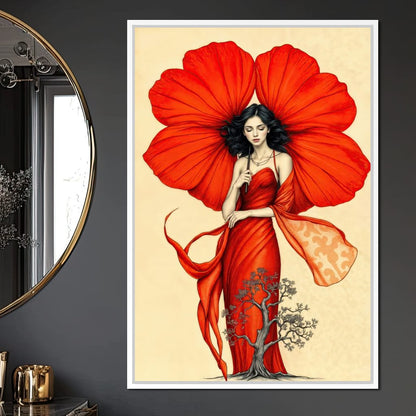 Rooted in Scarlet Canvas Wall Art