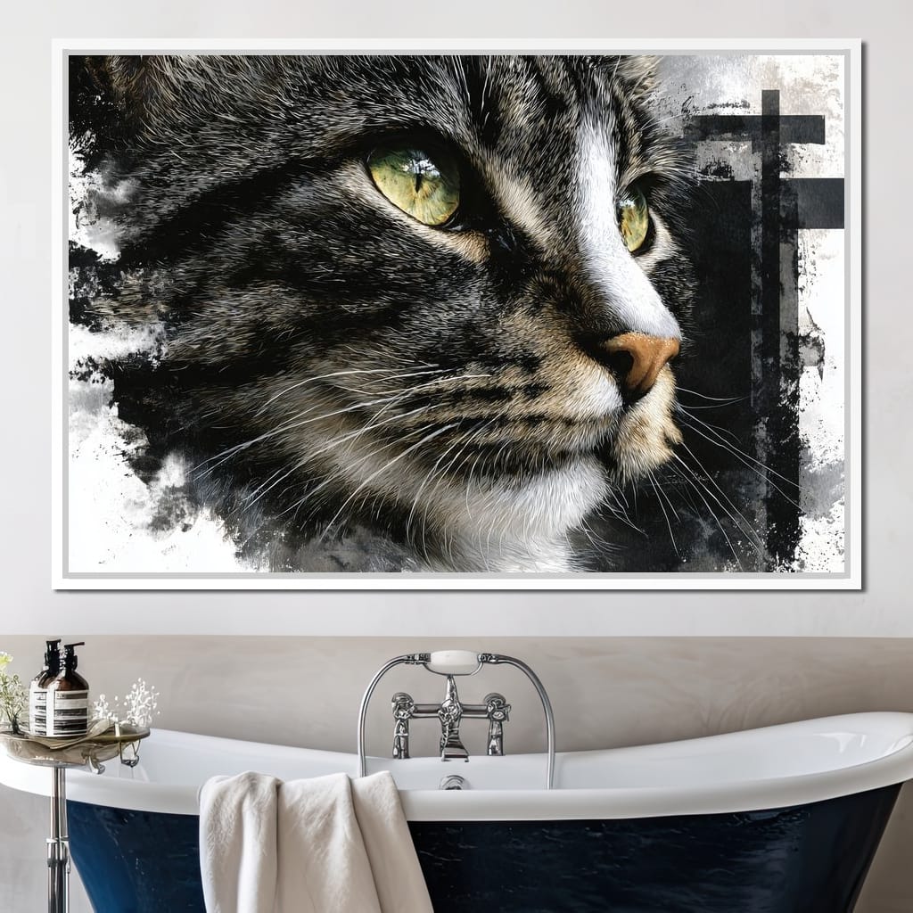 Golden Eyed Cat Portrait Canvas Wall Art