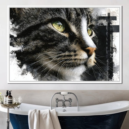 Golden Eyed Cat Portrait Canvas Wall Art