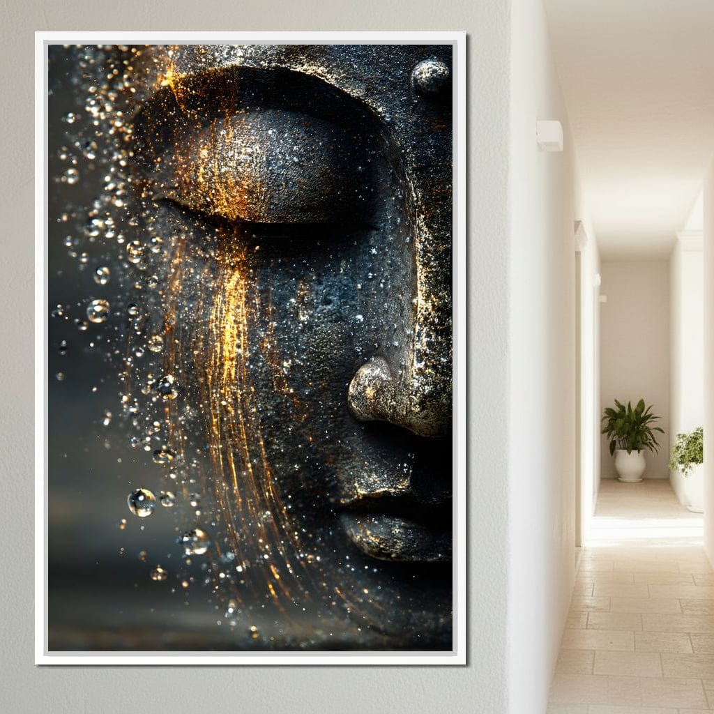 Golden Tranquil Buddha Flow Mirror Canvas Wall Art