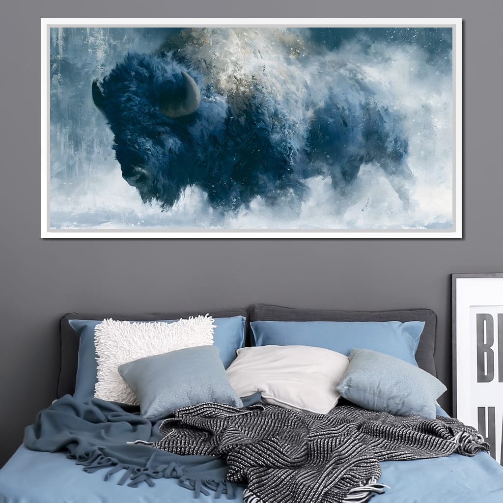 Roaming Buffalo In Cold Winter Plains Canvas Wall Art