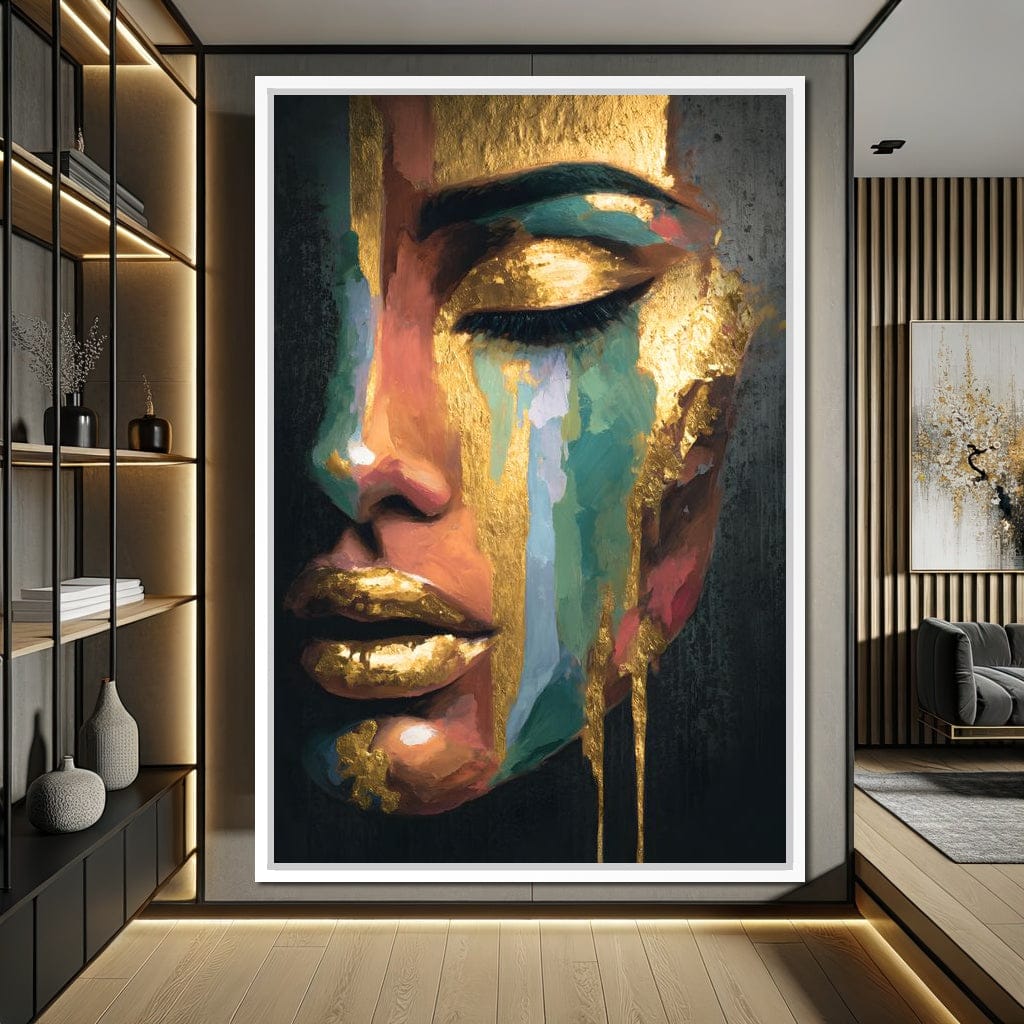 Golden Radiant Abstract Face B Canvas Wall Art