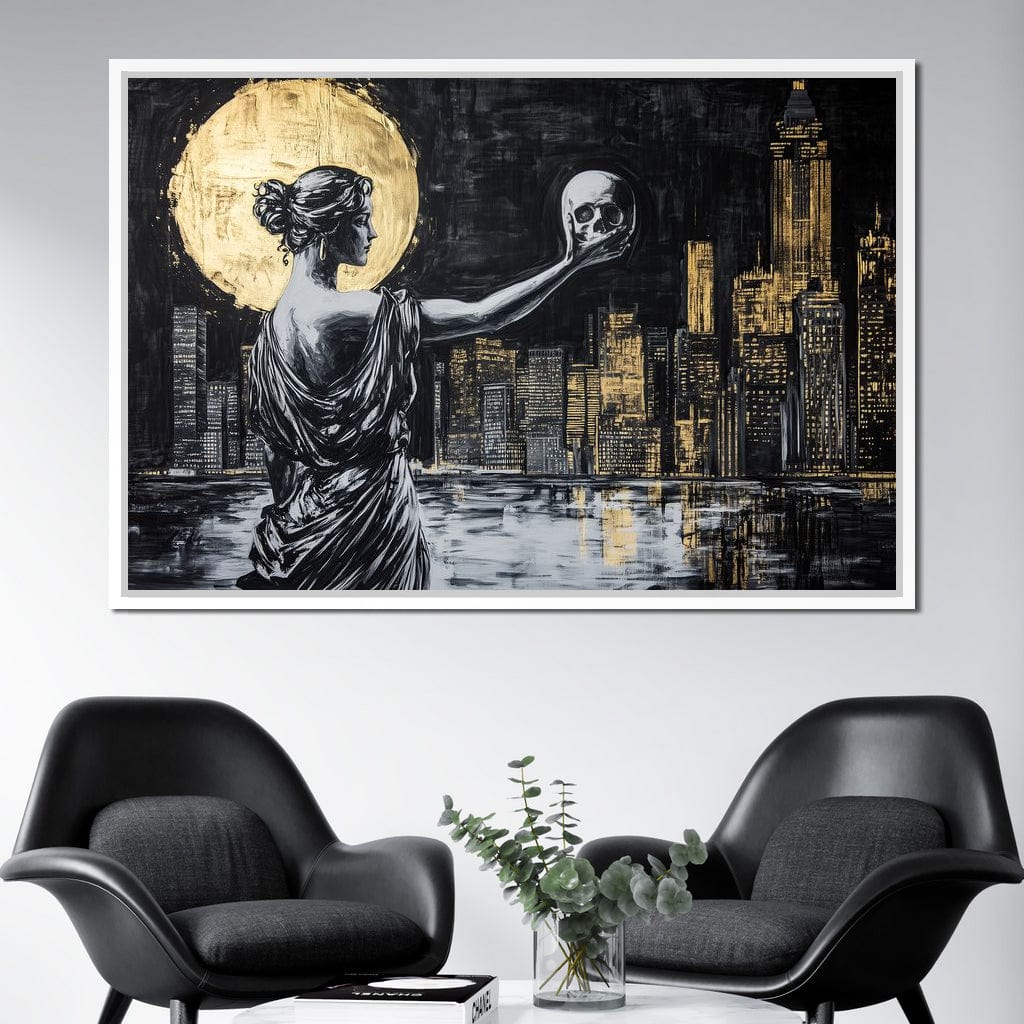 Golden Reflection Over the City Canvas Wall Art