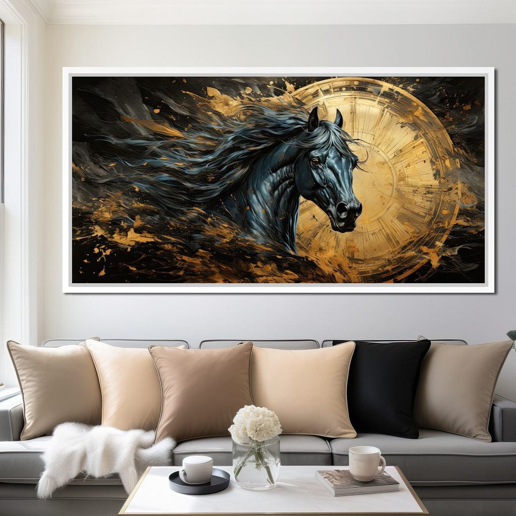 Astral Equine Eclipse Canvas Wall Art