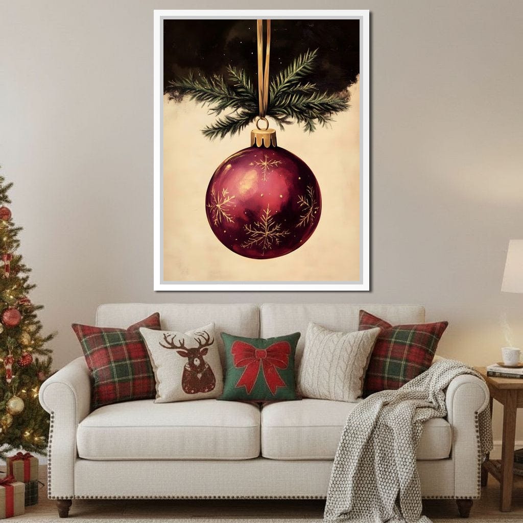 Golden Snowflake Ornament Cheer Canvas Wall Art