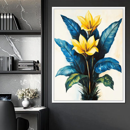 Golden Petals Tropical Elegance Canvas Wall Art