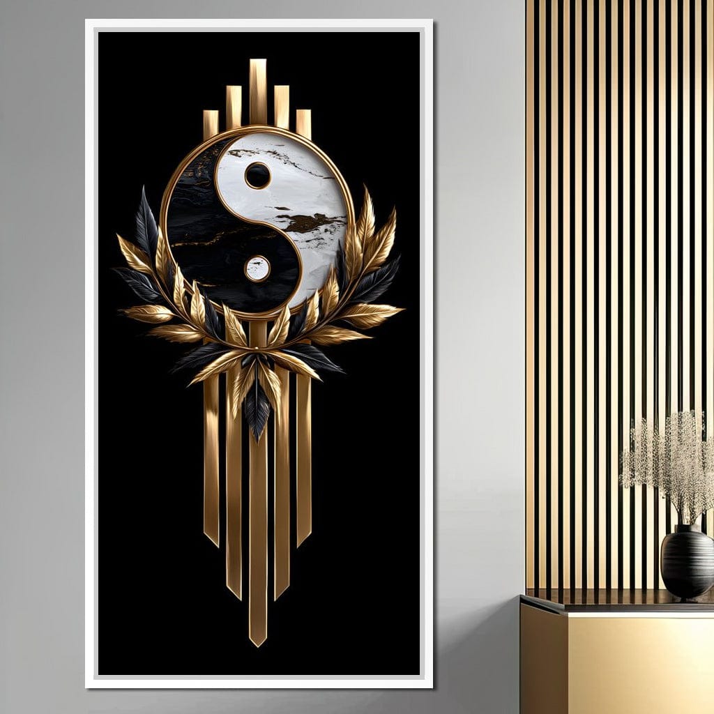 Golden Yin Yang Marble Elegance Canvas Wall Art