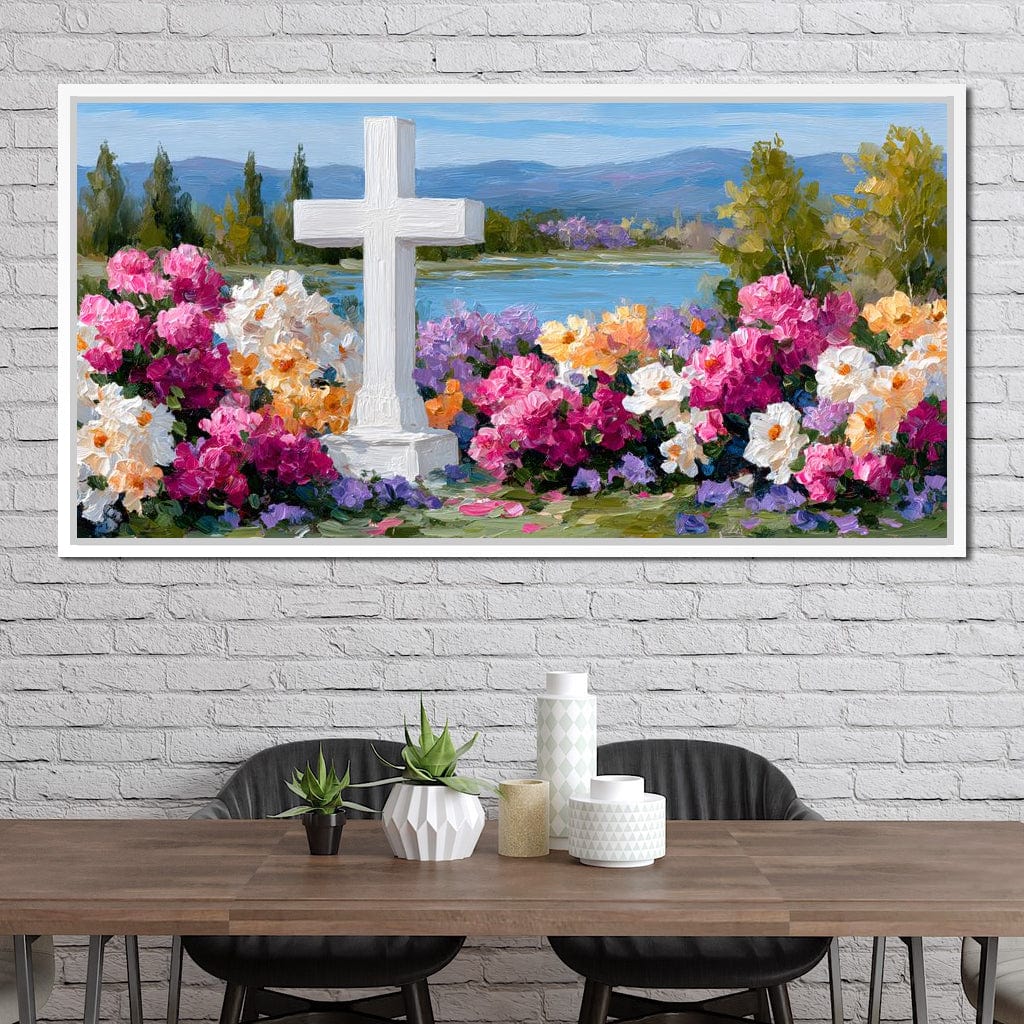 Garden Reverie by the Lake Canvas Wall Art