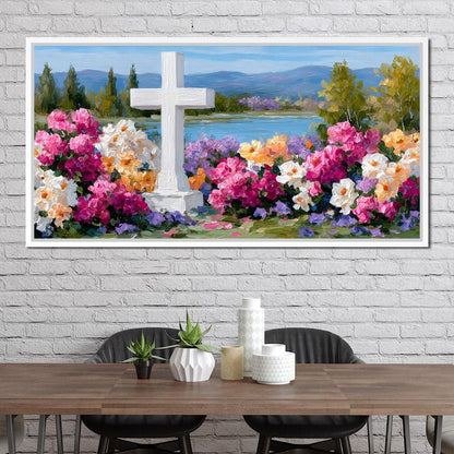 Garden Reverie by the Lake Canvas Wall Art