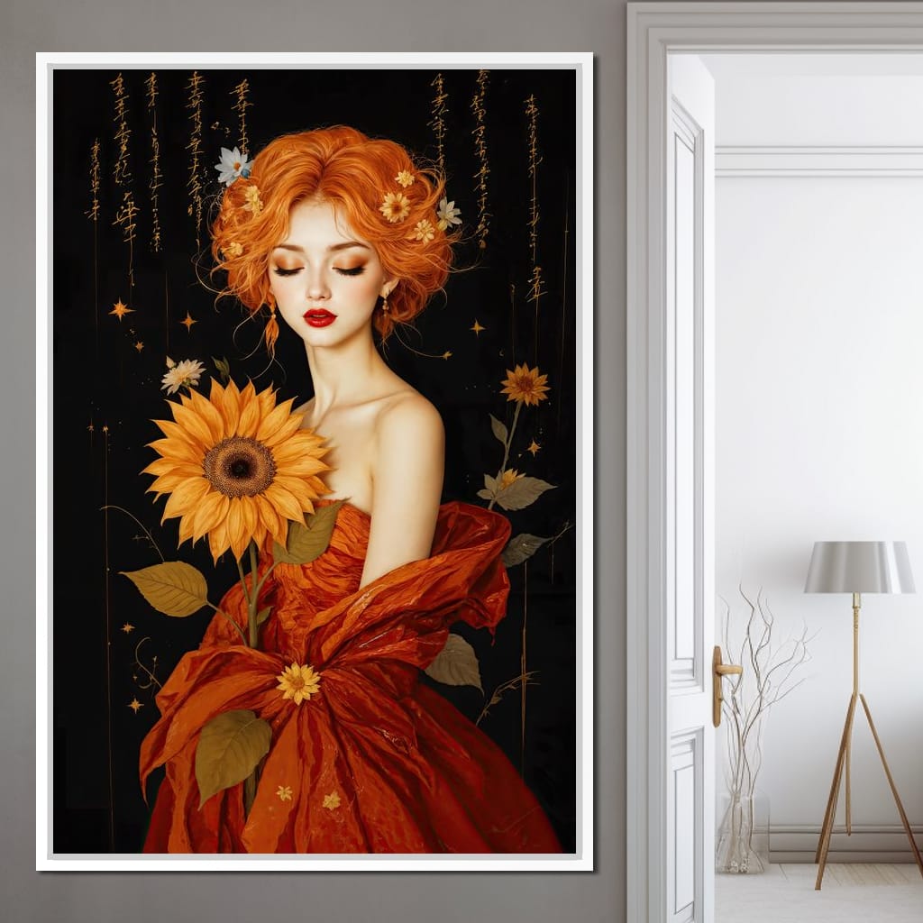 Lady Sunflower Canvas Wall Art