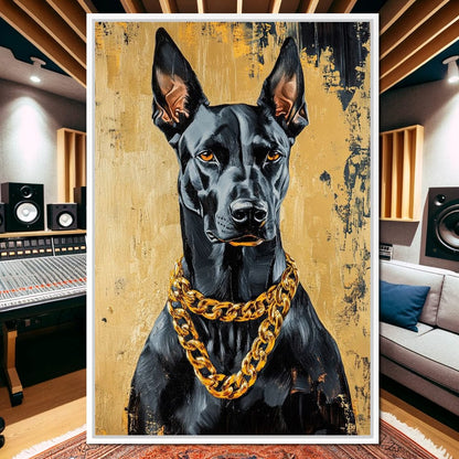 Bold Dog in Gold Canvas Wall Art