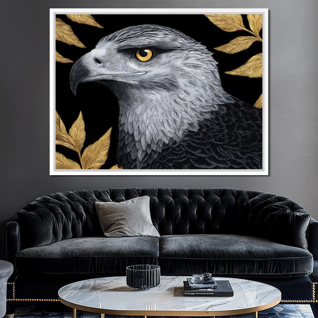 Majestic Sentinel Golden Leaves Canvas Wall Art