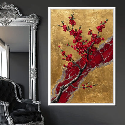Golden Blossom Ascension Canvas Wall Art