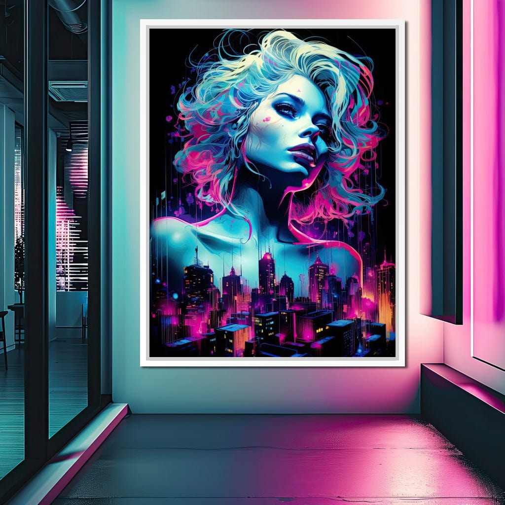 Neon Reverie Portrait 06 Canvas Wall Art