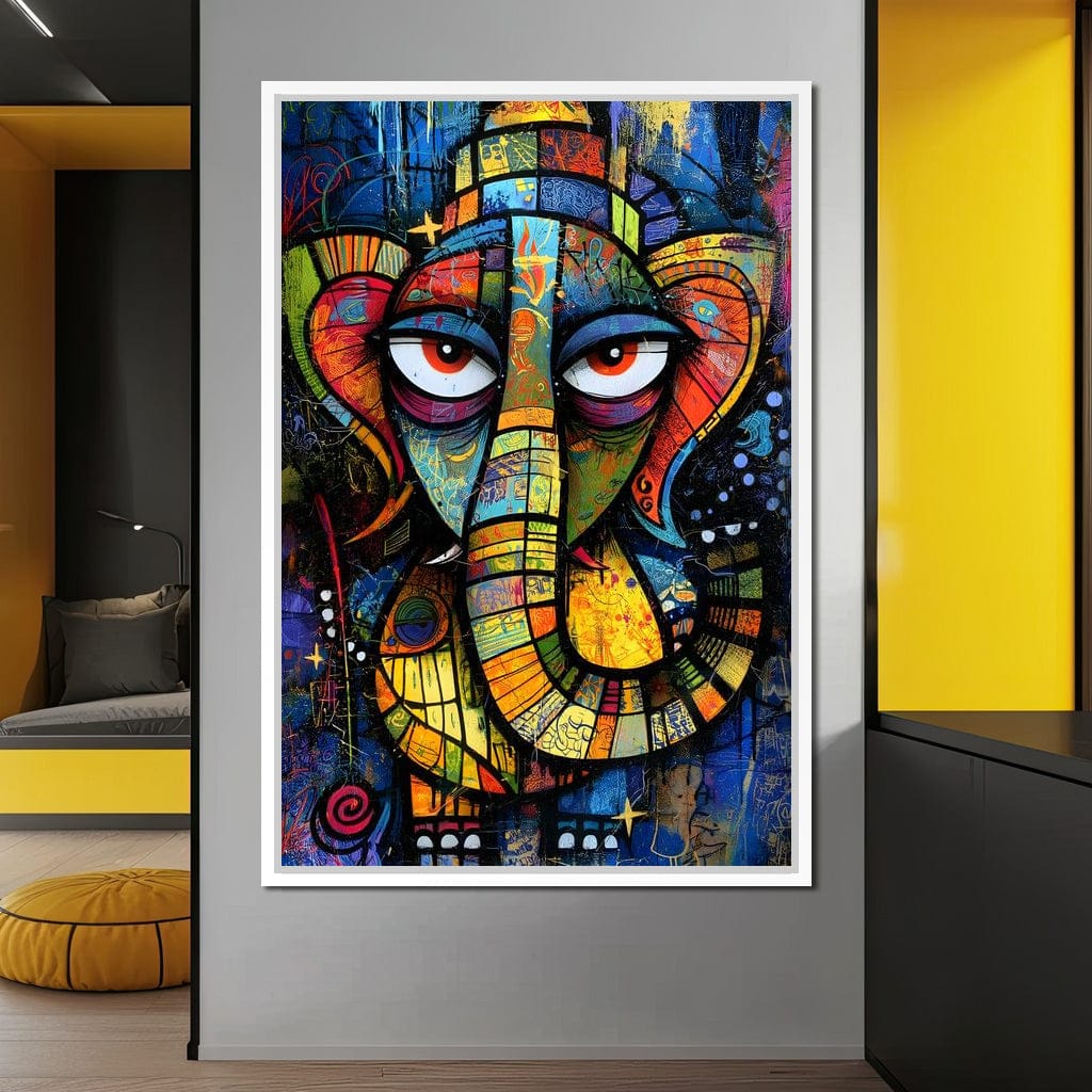 Prismatic Ganesha Portrait Canvas Wall Art