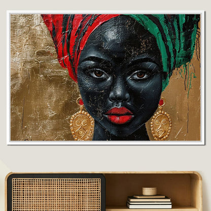 Nubian Grace in Gold Essence Canvas Wall Art