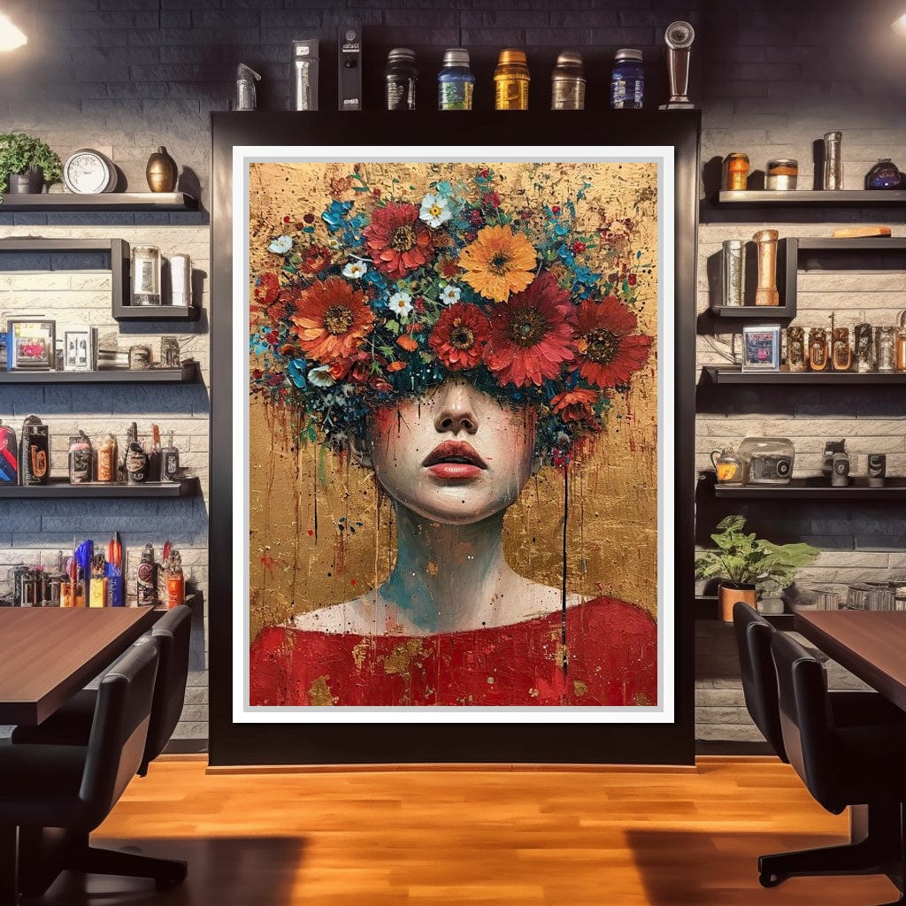 Bloomed Silence in Gold Canvas Wall Art