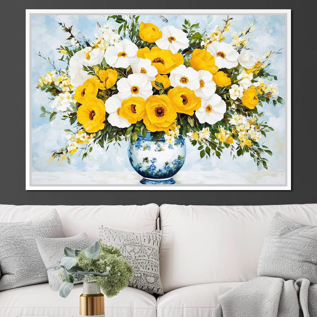 Golden Blossoms Harmonize Canvas Wall Art