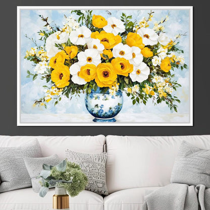 Golden Blossoms Harmonize Canvas Wall Art
