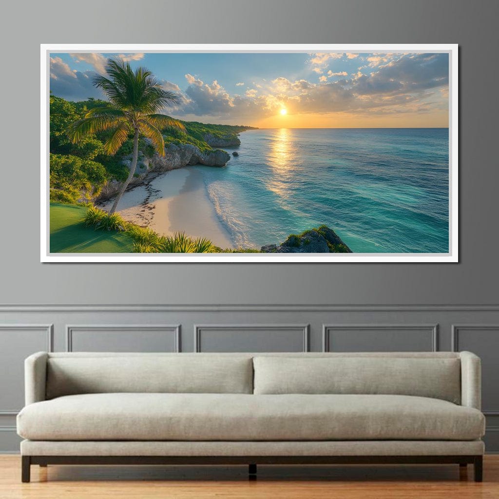 Sunlit Shores of Tranquility Canvas Wall Art