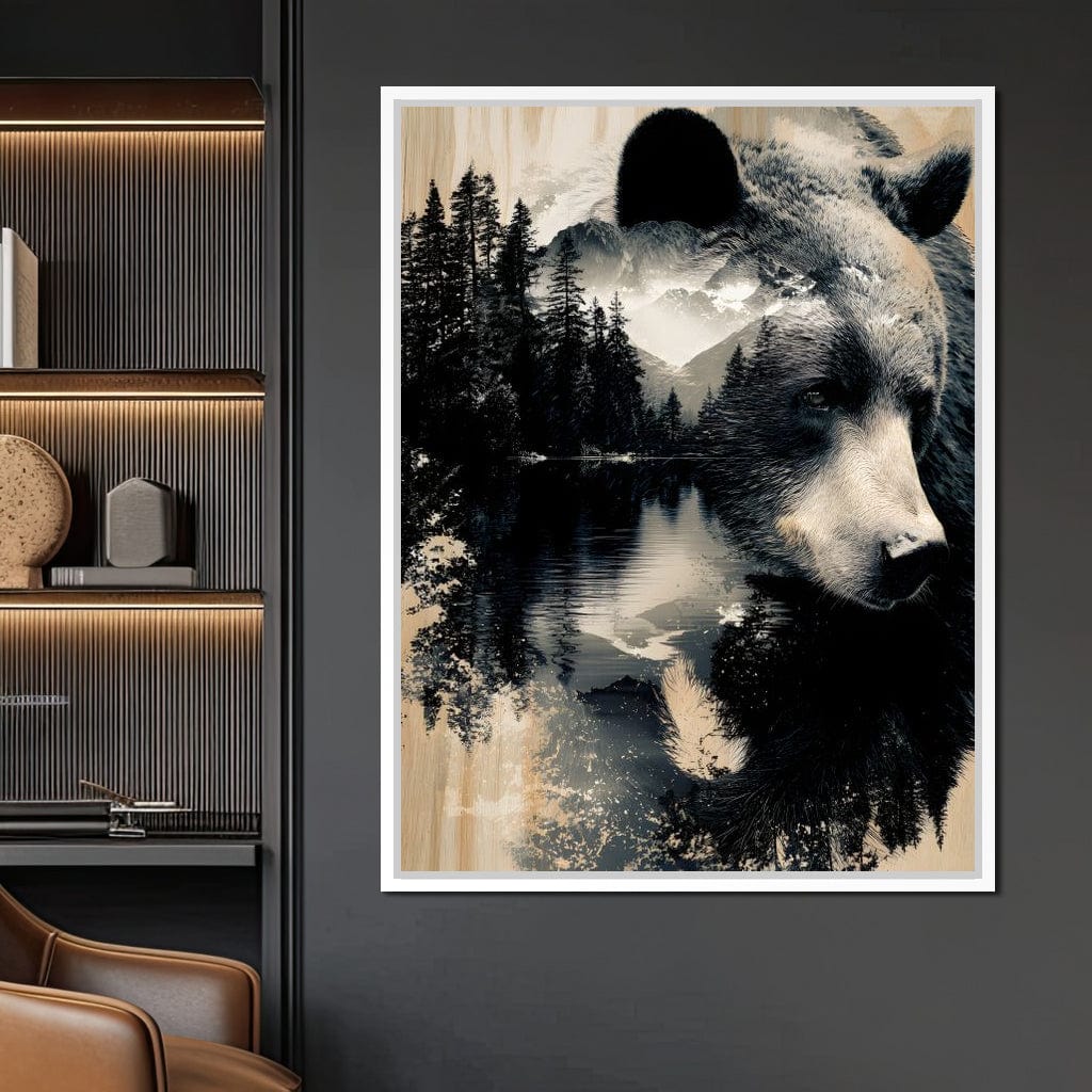 Wild Pines Bear Reflection Canvas Wall Art