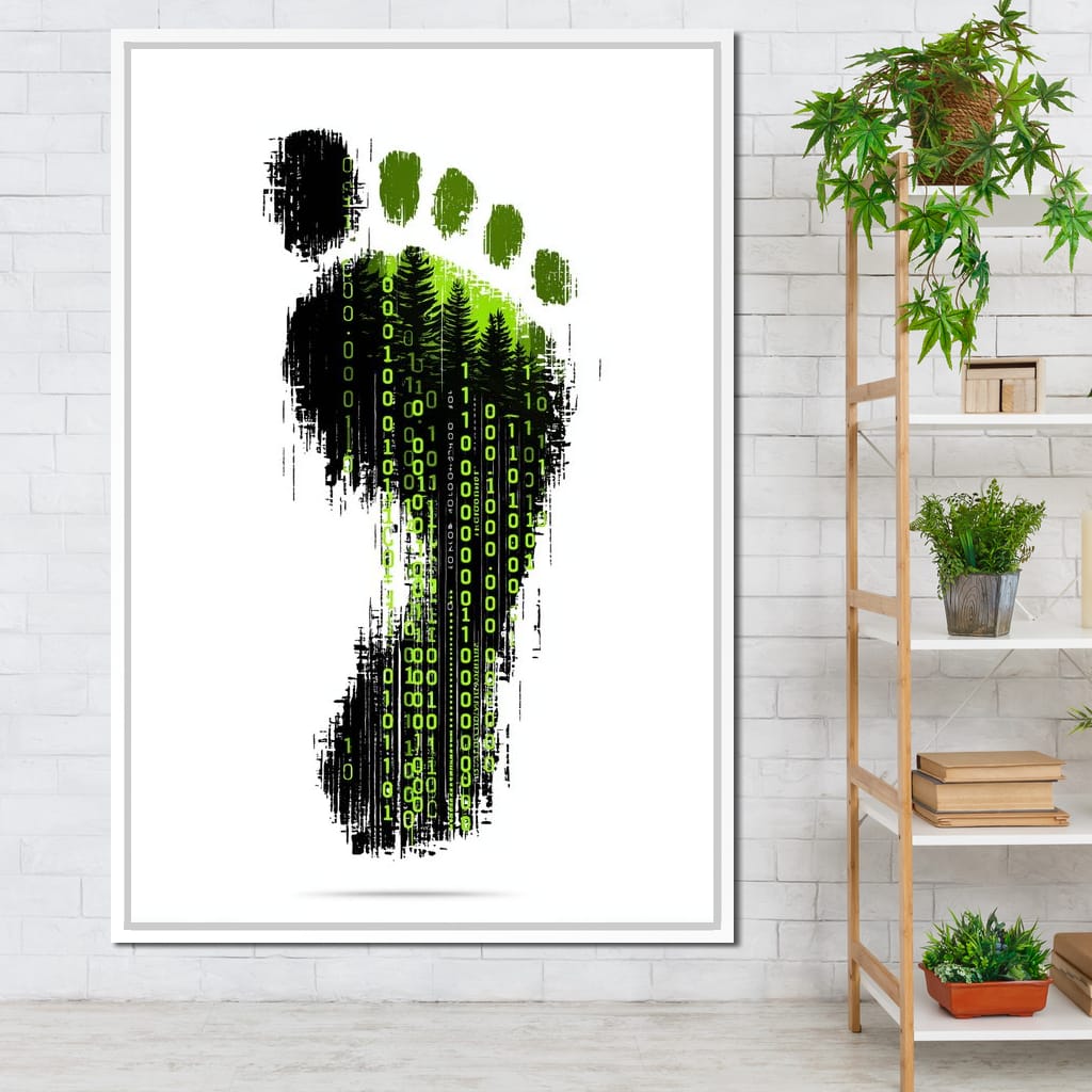 Digital Forest Footprint Code Canvas Wall Art