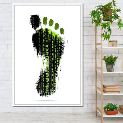 Digital Forest Footprint Code Canvas Wall Art