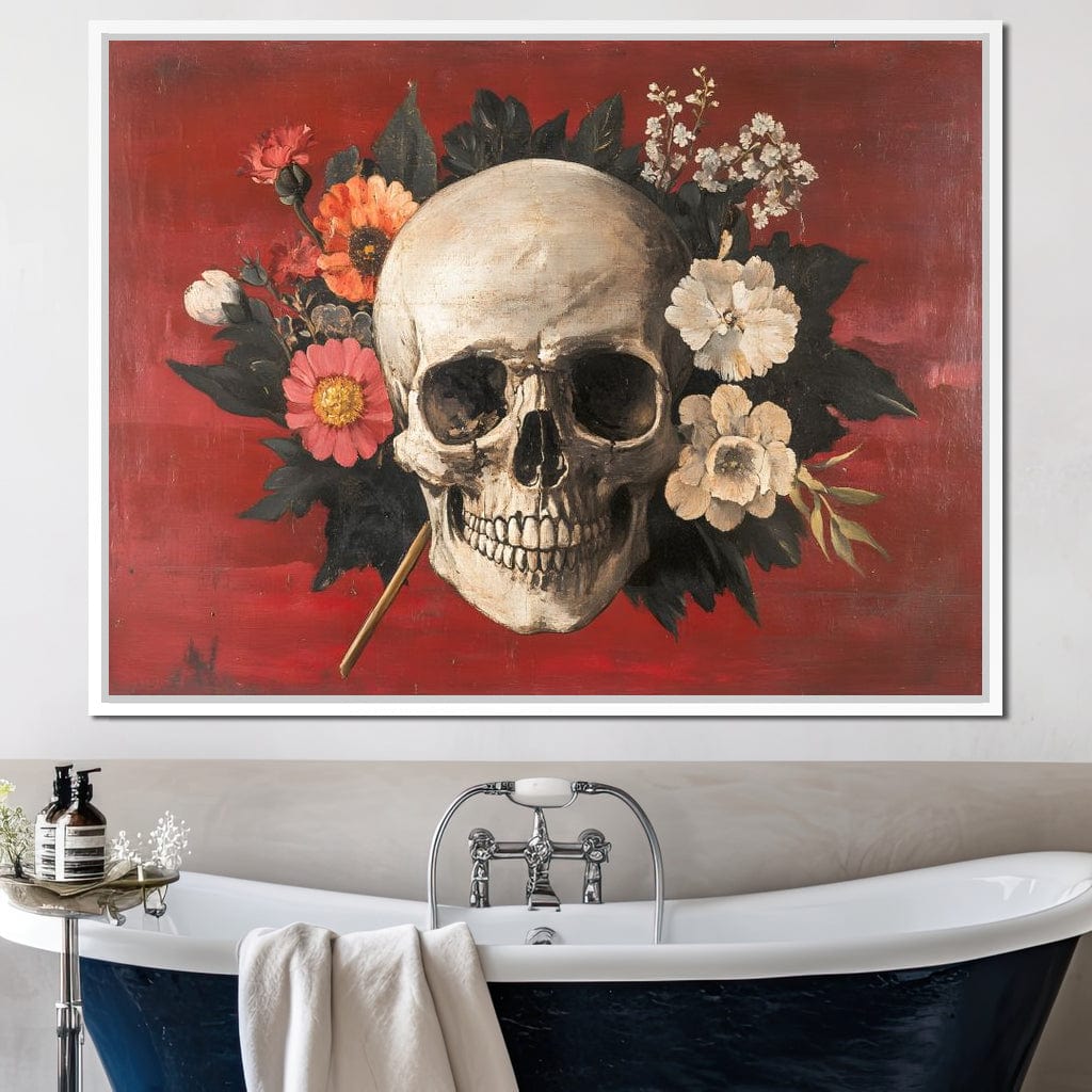 Skull and Floral Reverie Canvas Wall Art
