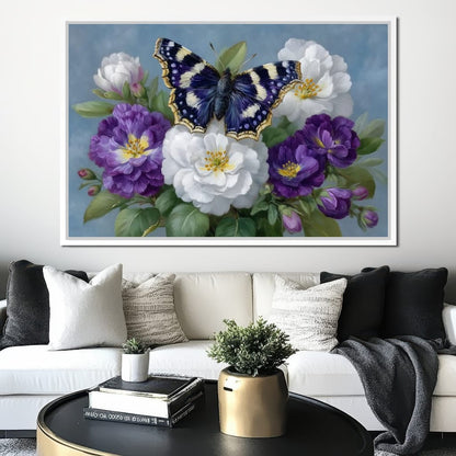 Purple Butterfly Garden Blooms Canvas Wall Art