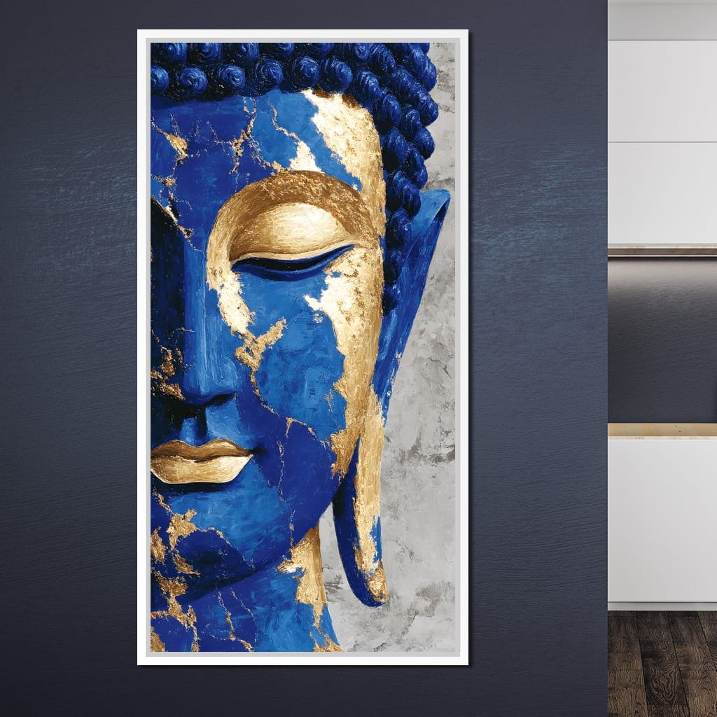 Cobalt Gold Buddha Portrait Canvas Wall Art