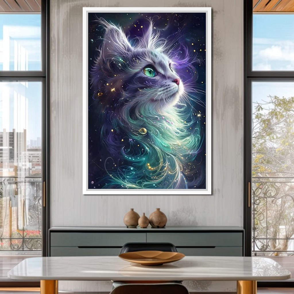 Starlit Feline Nebula Dreams Canvas Wall Art