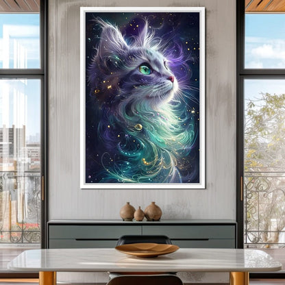 Starlit Feline Nebula Dreams Canvas Wall Art
