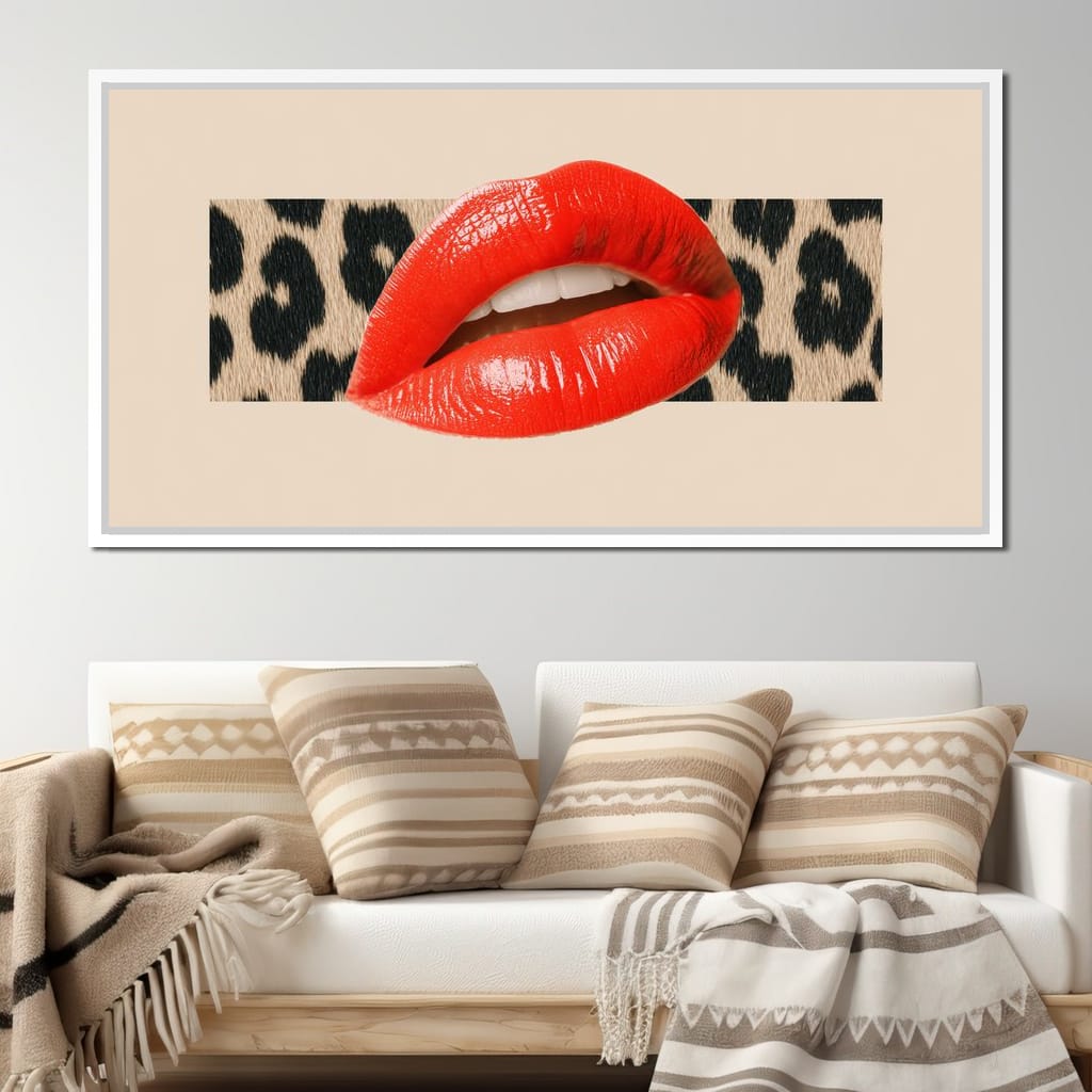 Leopard Kiss Pop Glamour Red Canvas Wall Art