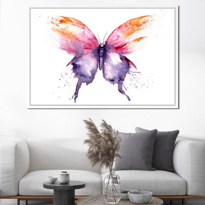 Watercolor Tricolor Butterfly Canvas Wall Art