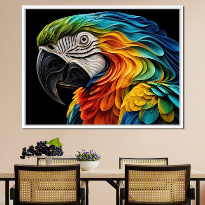 The Ribbon Feather Macaw Canvas Wall Art